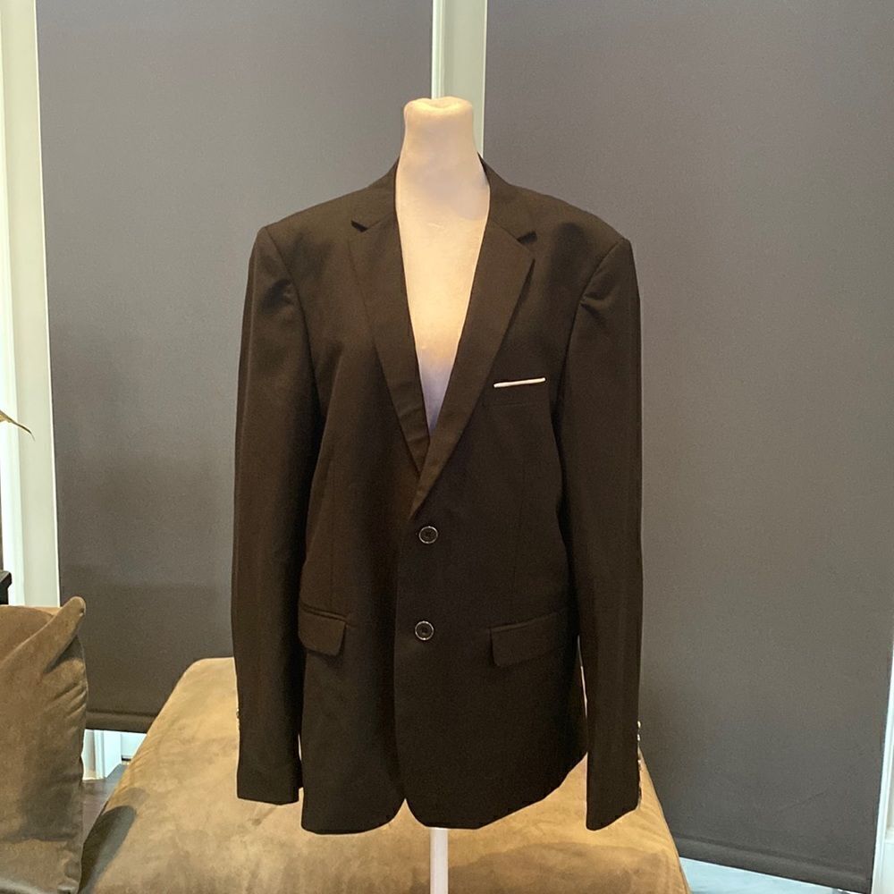 Men’s Black 3 Piece Suit Single Breasted 2 Button Size 38 Jacket 34 Pants NEW